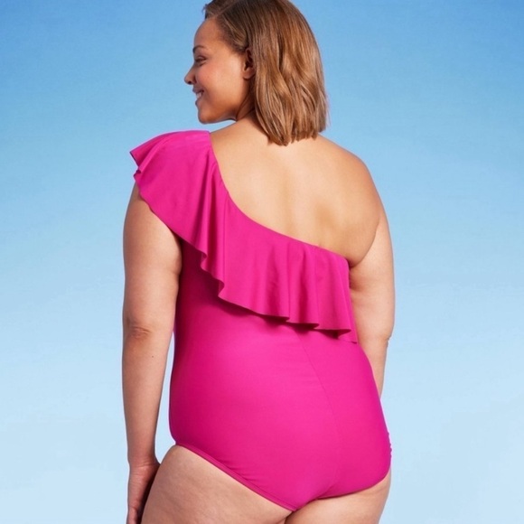 Kona Sol Ruffle One Shoulder Full
Coverage One Piece Swimsuit -Pink- 22 - NWT - Picture 3 of 6